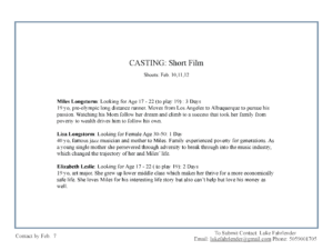 Casting Call for Short Film