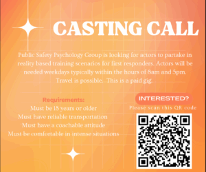 paid acting casting call Public Safety Psychology Group first responder training Albuquerque