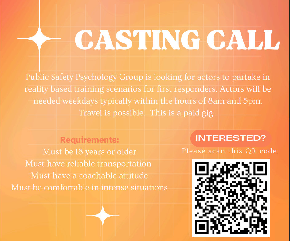 paid acting casting call Public Safety Psychology Group first responder training Albuquerque